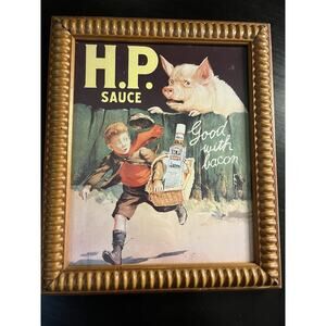Vintage H.P. Sauce “Good With Bacon” Framed Print – Retro Advertising Art